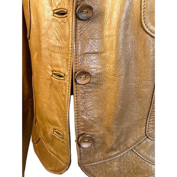 Vintage East West Tan Leather Jacket Signed Reptila Numbered 200 13 HTF Original - Picture 5 of 16